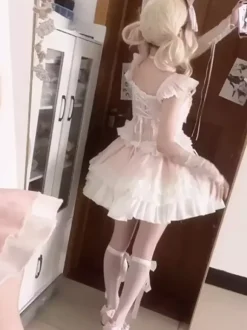 Robe Sweet Lolita en polyester sans manches avec n艙ud papillon et pull Sweet Lolita JSK