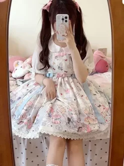 Robe Sweet Lolita en polyester sans manches robe Sweet Jumper Lolita
