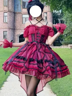 Robe Sweet Lolita JSK Glaze Fantasy sans manches à volants broderie et n艙ud papillon 4 couleurs