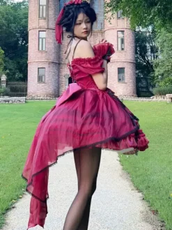 Robe Sweet Lolita JSK Glaze Fantasy sans manches à volants broderie et n艙ud papillon 4 couleurs