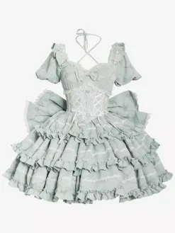 Robe Sweet Lolita Puff Rose OP Lolita Princess Dress Bow Train détachable