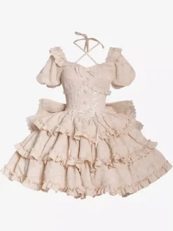 Robe Sweet Lolita Puff Rose OP Lolita Princess Dress Bow Train détachable