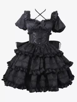 Robe Sweet Lolita Puff Rose OP Lolita Princess Dress Bow Train détachable