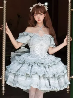 Robe Sweet Lolita Puff Rose OP Lolita Princess Dress Bow Train détachable