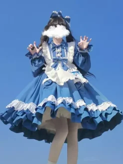 Robe Sweet Lolita Robe en polyester à manches longues Robe Lolita