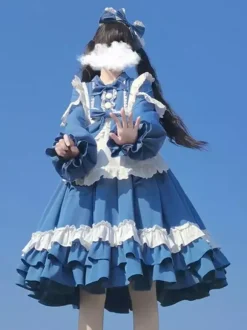 Robe Sweet Lolita Robe en polyester à manches longues Robe Lolita