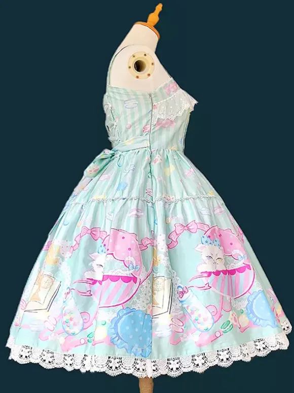 Robe Sweet Lolita sans manches à n艙uds pull robe jaune féerique
