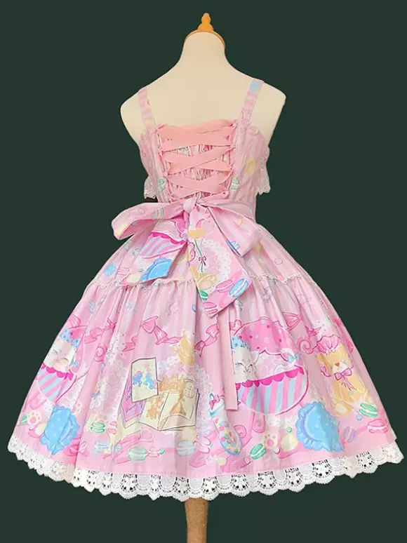Robe Sweet Lolita sans manches à n艙uds pull robe jaune féerique