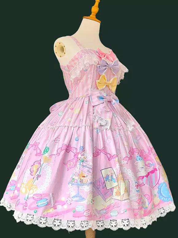 Robe Sweet Lolita sans manches à n艙uds pull robe jaune féerique