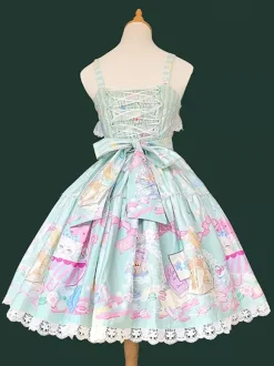 Robe Sweet Lolita sans manches à n艙uds pull robe jaune féerique