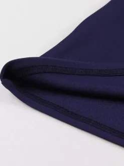 Robe trapèze plissée à col n艙ud et passepoil contrastant pour femme 2026