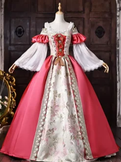 Robe victorienne pour femme épaules dénudées manches longues bordure en dentelle robe de bal vintage