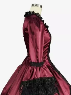 Robe victorienne pour femme bloc de couleur polyester vêtements vintage pour femmes