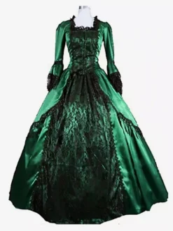 Robe victorienne pour femme bloc de couleur polyester vêtements vintage pour femmes