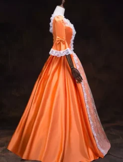 Robe victorienne royale rétro orange Baroque mascarade robes de bal Vintage Costume Déguisements Halloween