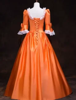 Robe victorienne royale rétro orange Baroque mascarade robes de bal Vintage Costume Déguisements Halloween