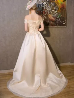 Robe vintage Costumes rétro Champagne Rococo Royal Princesse Opéra Satin femmes robe