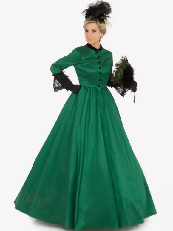 Robe Vintage Costumes Rétro Verts Robe Tunique Dentelle Femme Royal Marie Antoinette 18ème Siècle Déguisement Médiéval