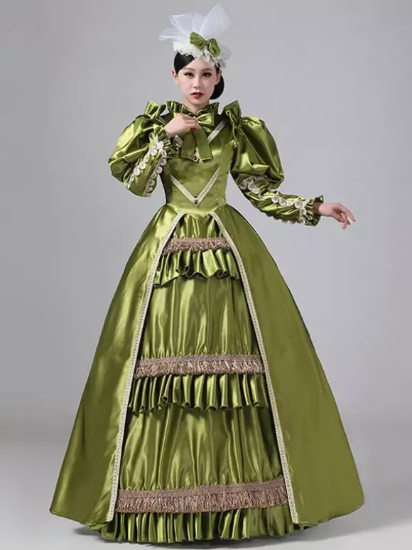 Robe Vintage Costumes Rétro À Volants Robe Marie Antoinette Tunique Royale Pour Femmes Déguisement Médiéval