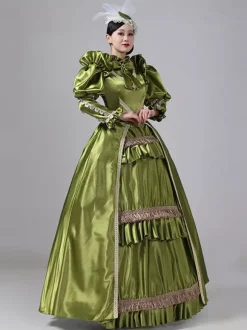 Robe Vintage Costumes Rétro À Volants Robe Marie Antoinette Tunique Royale Pour Femmes Déguisement Médiéval