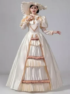 Robe Vintage Costumes Rétro À Volants Robe Marie Antoinette Tunique Royale Pour Femmes Déguisement Médiéval