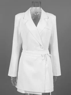 Robe blazer élégante pour femme mini-robe - Ceinture cache-c艙ur col cranté coupe ajustée - Collection printemps-été 2026