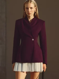 Robe blazer mini à manches longues plissée et patchwork pour femme 2026