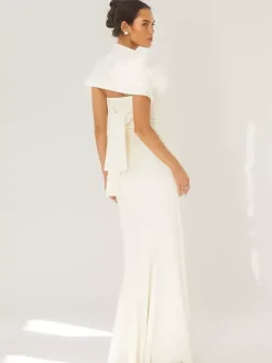 Robe bustier minimaliste à col foulard pour femme - Élégante robe sirène maxi - Soirée de gala formelle de printemps 2026