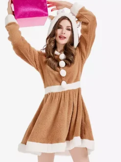 Robe À Capuche Noël Kaki Déguisement Enfant Costumes De Vacances De Noël