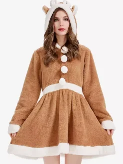 Robe À Capuche Noël Kaki Déguisement Enfant Costumes De Vacances De Noël
