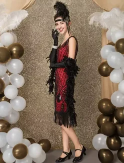 Robe Charleston Robe Année 20 Costume Vintage Robe Rétro Robe Great Gatsby Déguisements Halloween Bourgogne