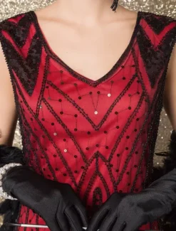 Robe Charleston Robe Année 20 Costume Vintage Robe Rétro Robe Great Gatsby Déguisements Halloween Bourgogne
