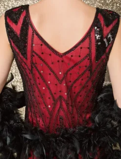 Robe Charleston Robe Année 20 Costume Vintage Robe Rétro Robe Great Gatsby Déguisements Halloween Bourgogne