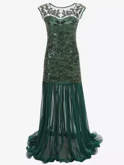 Robe Charleston Robe Année 20 Robe de Soirée Robe Flapper Great Gatsby Costume Rétro Femmes Paillettes Robe Longueueue Déguisements Halloween