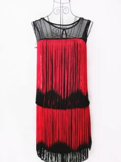 Robe Charleston Robe 1920 Déguisements Halloween Costume Gatsby Robe Flapper Robe rouge Bourgogne