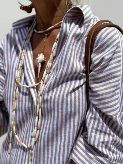 Robe-chemise imprimée pour femme - Kaftan midi décontracté à col boutonné et taille nouée - Collection été 2026