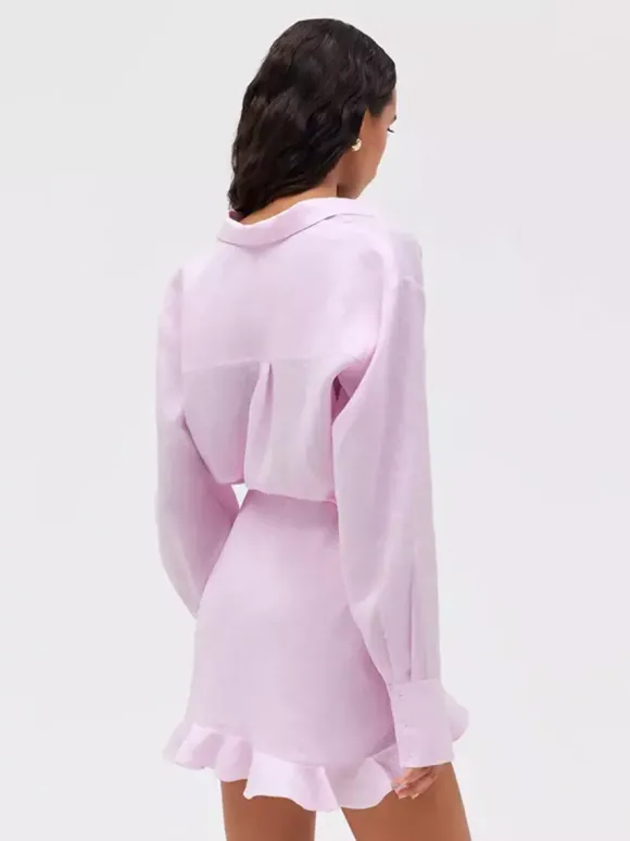 Robe-chemise en pur coton pour femme - Ensemble 2 pièces cache-c艙ur à nouer sur le devant - Vacances d'été à la plage 2026
