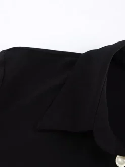 Robe-chemise froncée pour femme mini-robe chic - Ourlet en dentelle noire manches longues coupe moulante - Idéale pour le printemps du bureau au dîner (2026)