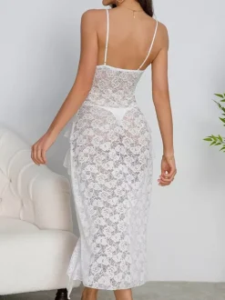 Robe chemise noire en polyester pour femme dos nu n艙uds jupe irrégulière à volants multicouches lingerie vêtements de nuit pyjama