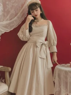 Robe Classique Lolita OP À Manches Bouffantes Lolita Vintage Une Pièce Rétro Robe