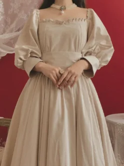 Robe Classique Lolita OP À Manches Bouffantes Lolita Vintage Une Pièce Rétro Robe