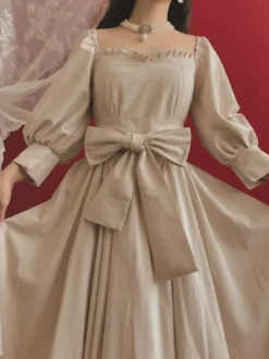 Robe Classique Lolita OP À Manches Bouffantes Lolita Vintage Une Pièce Rétro Robe