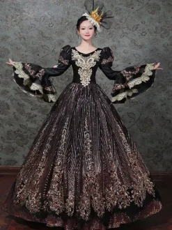 Robe Classique Polyester Manches Longues Robes Classiques Vert