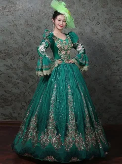 Robe Classique Polyester Manches Longues Robes Classiques Vert