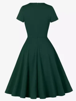 Robe cocktail swing vintage années 1950 manches courtes style rétro femme