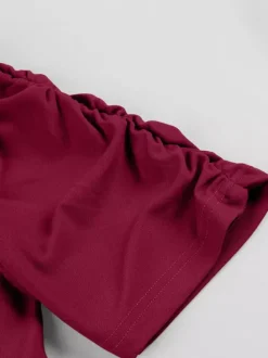 Robe cocktail trapèze à manches courtes et col en V froncé pour femme 2026