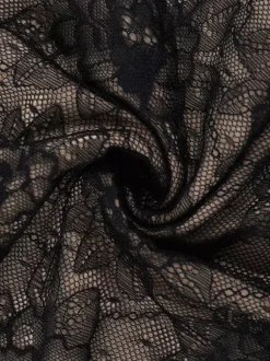 Robe corset en dentelle pour femme - Robe moulante mini noire à épaules dénudées et manches longues - Tenue de soirée printanière 2026