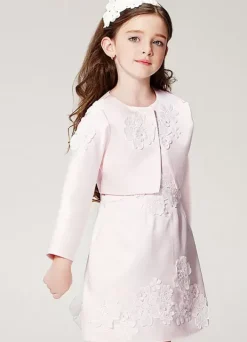 Robe cortège enfant robe de cérémonie fille ivoire en tissu de satin zip sur dos deux pièces