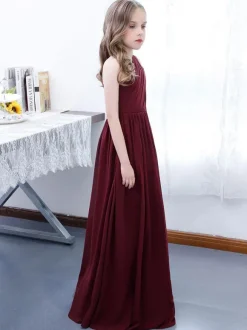 Robe cortège enfant robe fille de fleur à une épaule robe plissée en mousseline de soie