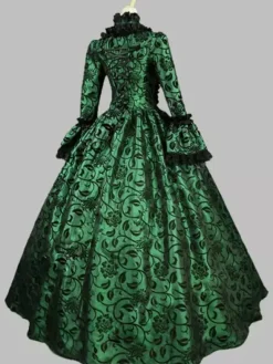 Robe Costume Robe Rococo Costume Baroque Dentelle Volant Opéra Robe de Soirée Déguisements Halloween Bourgogne